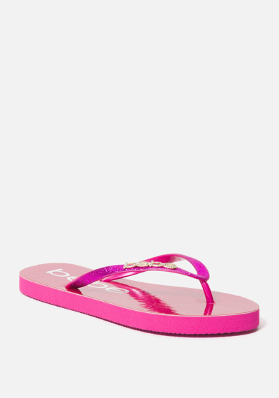 Bebe Tracee  Logo Flip Flops In Fuschia