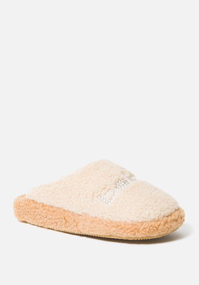 Bebe Molly Faux Fur Slipper In Natural Tan