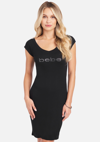 BEBE SHORT SLEEVE LOGO DRESS