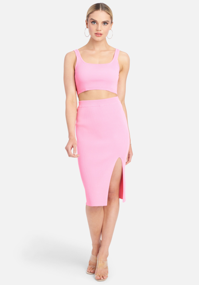 Bebe Rib Two Piece Dress In Party Pink