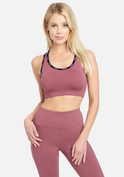 Bebe Sport Mini Logo Sports Bra In Antique Rose