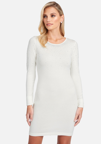 Bebe Crew Neck Sweater Dress In Ivory