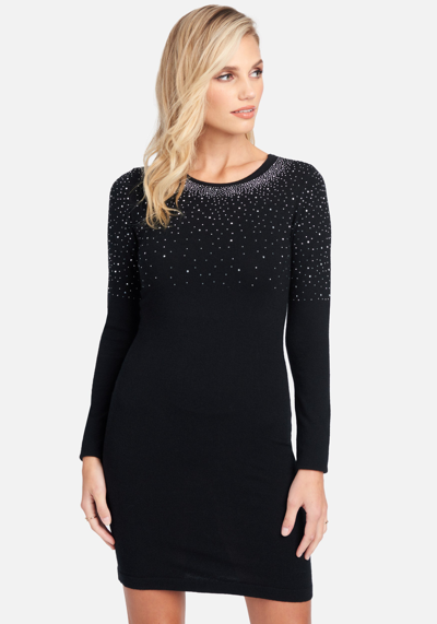 Bebe Crew Neck Sweater Dress In Black