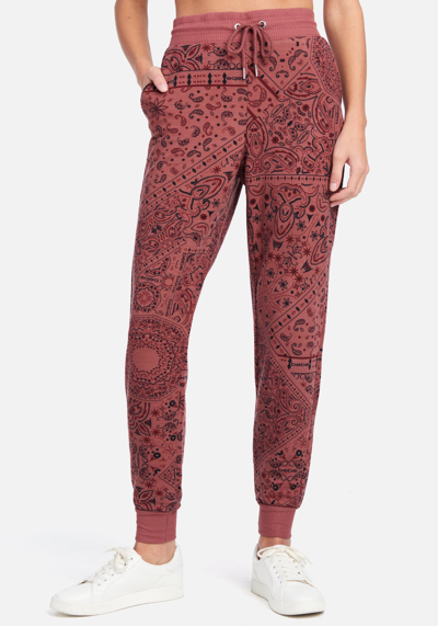 Bebe Bandana Print Jogger In Antique Rose