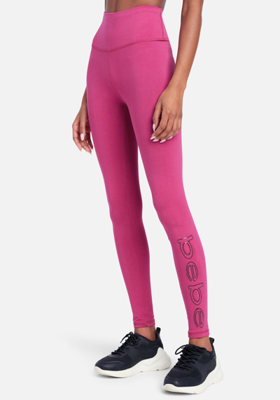 Bebe Sport Sequin Logo Legging In Festival Fuchsia