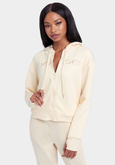 Bebe Logo Quilted Jacket In Ivory