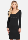Bebe Women's Logo Rib Knit Bodycon Dress In Black
