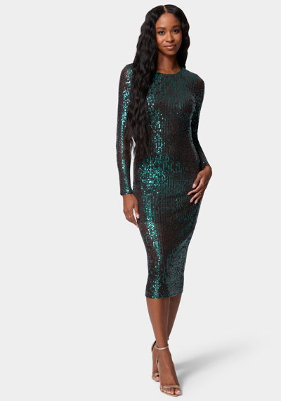 Bebe Sequin Cowl Back Midi Dress In Mint Chocolate