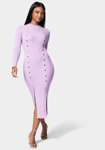 Bebe Snap Sweater Maxi Dress In Purple Rose