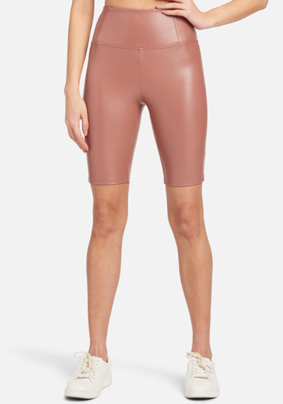 Bebe High Waist Vegan Leather Biker Short In Old Rose