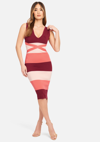 Bebe Color Blocked Bandage Midi Dress In Ombre Pink