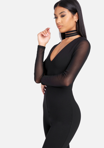 Bebe Choker Neck Catsuit In Black