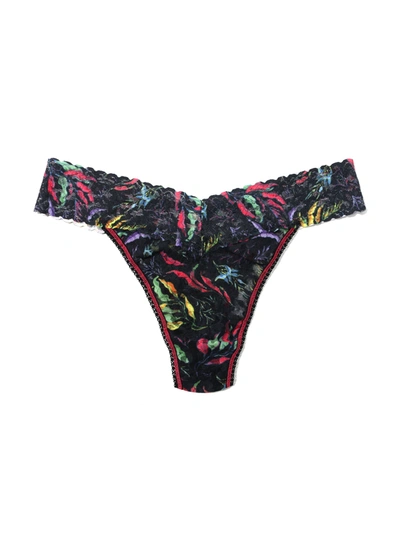 Hanky Panky Printed Signature Lace Original Rise Thong Floating In Multicolor