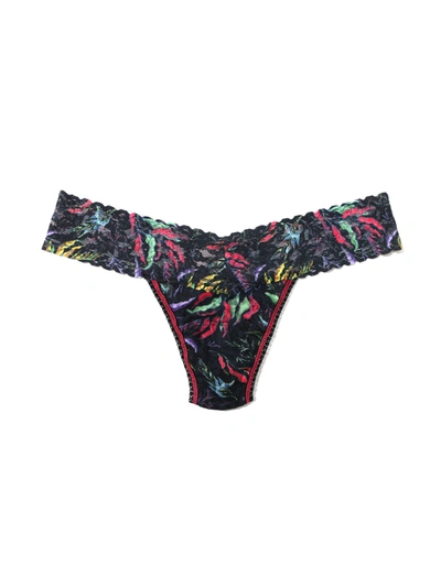 Hanky Panky Printed Signature Lace Low Rise Thong Floating In Multicolor