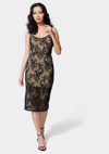 Bebe Lace Overlay Midi Dress In Black,nude