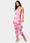 Bebe Printed Ankle Tie Jumpsuit In Blushing Romance