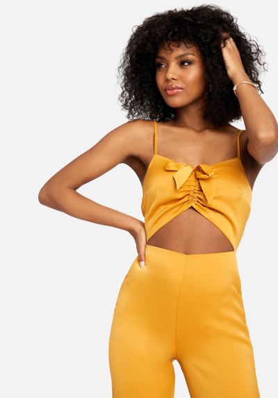 Bebe Cut Out Wide Leg Jumpsuit In Mango