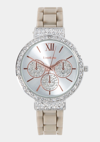 BEBE TAUPE CRYSTAL BEZEL ROMAN NUMERAL WATCH
