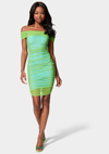 Bebe Shirred Mesh Midi Dress In Scuba Blue,kiwi