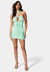 BEBE HALTER NECK KEYHOLE DRESS