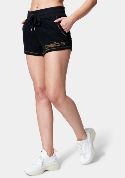 Bebe Logo Surf Terry Short In Black