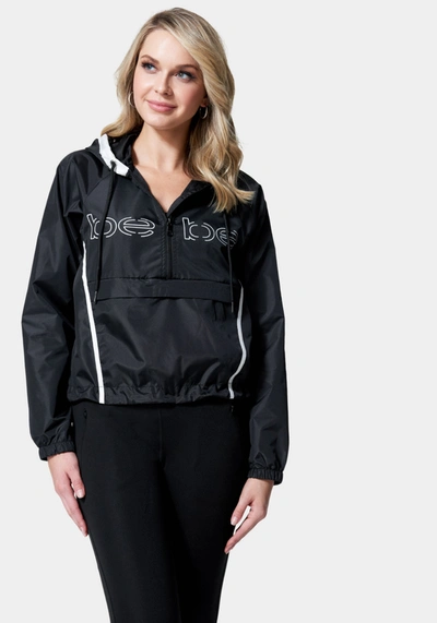 Bebe Logo Sport Zip Hoodie In Black,white