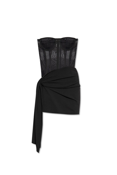Dolce & Gabbana Corset Detailed Mini Milano Rib Jersey Dress In Black