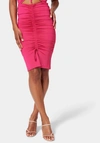 Bebe Ruched Front Knit Skirt In Bright Rose