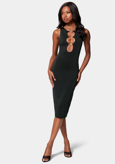 Bebe Ring Detail Midi Dress In Black