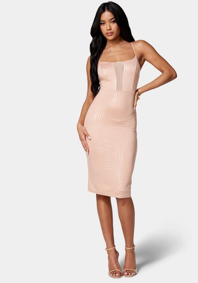Bebe Vegan Leather Caged Mini Dress In Taupe