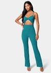 Bebe Twist Front Wide Leg Jumpsuit In Harbor Blue