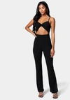 Bebe Twist Front Wide Leg Jumpsuit In Jet Black