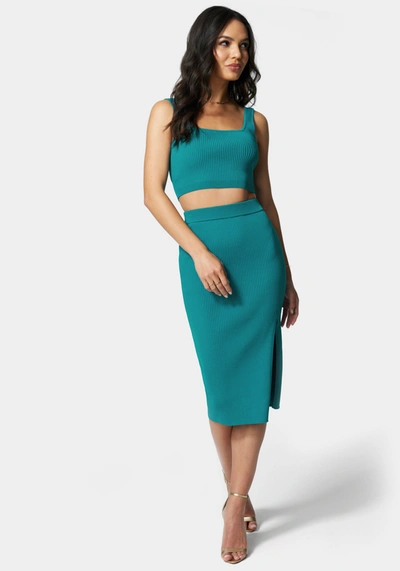 Bebe Rib Knit 2-piece Dress In Harbor Blue