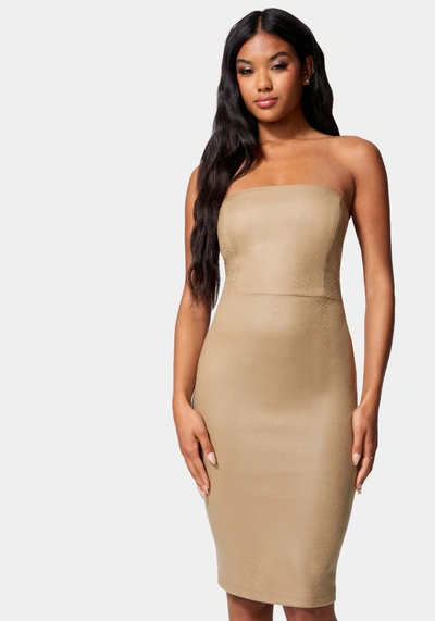 Bebe Vegan Leather Tube Dress In Taupe