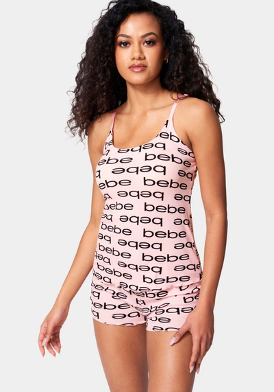 Bebe Logo Short Set In Light Pink