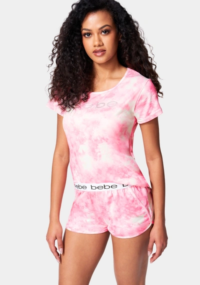 Bebe Printed Short Set In Light Pink