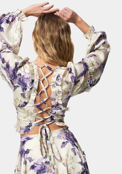 Bebe Yoryu Ruffle Wrap Top In Lily Print