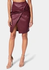 BEBE VEGAN LEATHER KNOT FRONT SKIRT