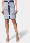 Bebe Women's Tweed & Denim Tailored Skirt In Ballad Blue,indigo Wash