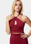 Bebe Ruched Matte Jersey Top In Bloodstone