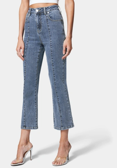 Bebe Seamed Straight Leg Jean In River Blue Wash