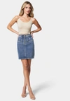 BEBE MULTI SEAM ZIP FRONT DENIM SKIRT