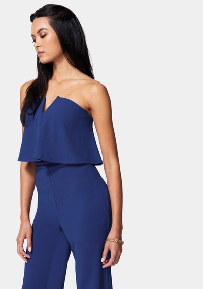 Bebe Strapless Overlay Jumpsuit In Surf The Web