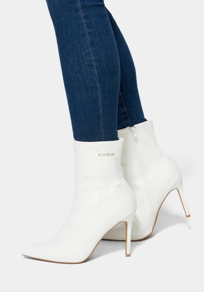 Bebe Kandey Boots In White Faux