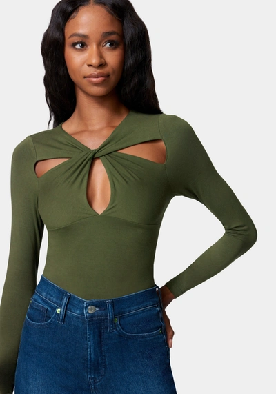 Bebe Cross Front Knit Top In Rosin