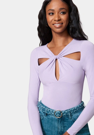 Bebe Cross Front Knit Top In Lavender