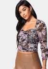 Shop Bebe Puff Sleeve Ruched Woven Top In Multi Animal Print