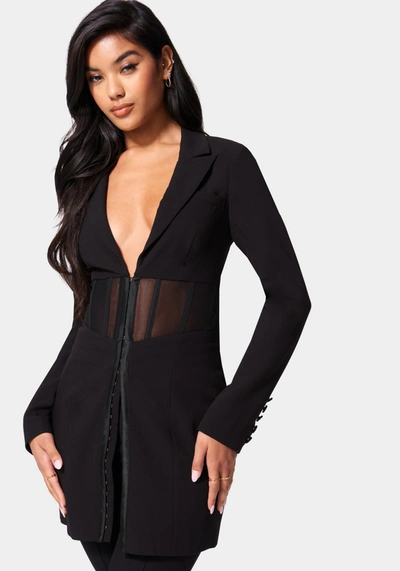 Bebe Corset Illusion Tailored Jacket In Black