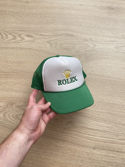 Pre-owned Rolex X Vintage 90's Rolex Logo Yk2 Trucker Hat In Green