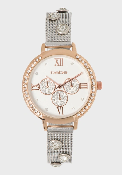 Bebe Two-tone Crystal Band Watch